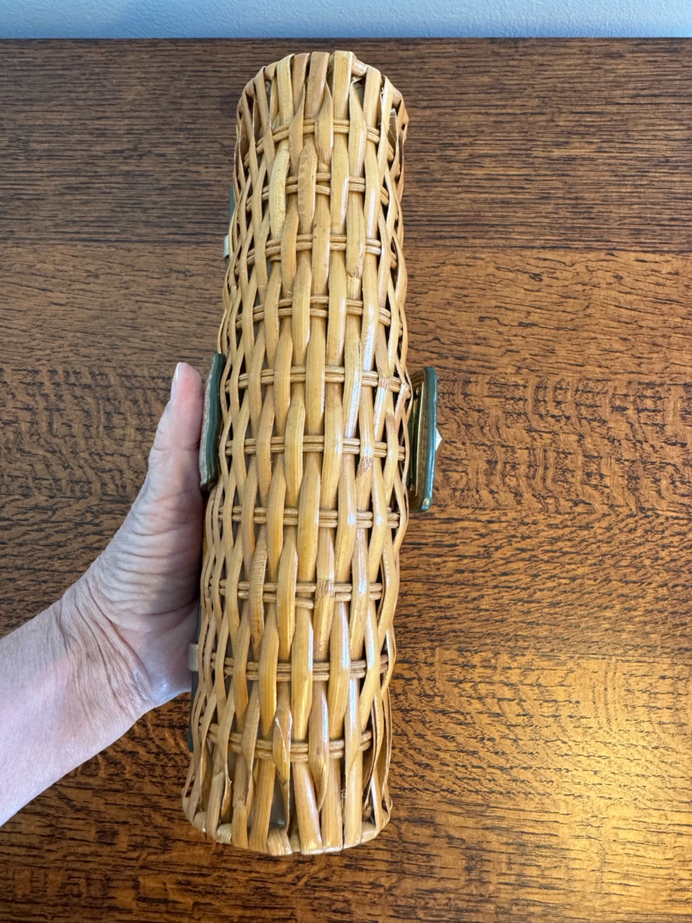 Michael Kors Santorini Woven Rattan & Gold Leather Clutch - Picture 4 of 10